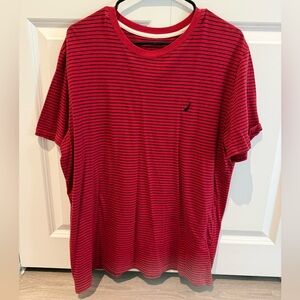 Nautica Red and Black Striped Tee